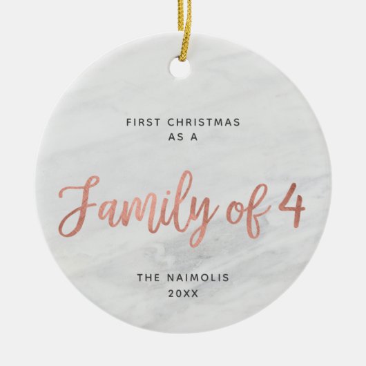 バラ金ゴールドファミパーソナライズされたリフェイクー セラミックオーナメント (正面)