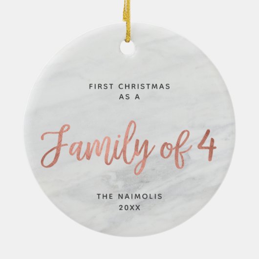 バラ金ゴールドファミパーソナライズされたリフェイクー セラミックオーナメント (裏面)