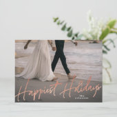 バラ金ゴールドファミリークリスマスハッピーホリデーフォト シーズンカード (スタンド正面)