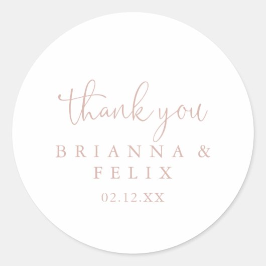 バラ金ゴールドファンシースクリプトサンキュー結婚式の引き出物 ラウンドシール (正面)