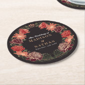 バラ金ゴールドファンタジーエンチャント庭園の結婚式 ラウンドペーパーコースター (アングル)