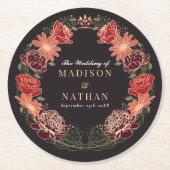 バラ金ゴールドファンタジーエンチャント庭園の結婚式 ラウンドペーパーコースター (正面)