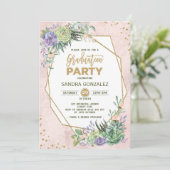 バラ金ゴールドフィエスタ卒業招待状幾何学フレーム 招待状 (スタンド正面)