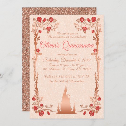 バラ金ゴールドフェアリータレキンセアニェラ招待状 招待状 (正面/裏面)