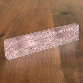 バラ金ゴールドフェイクきらめくと箔 デスクネームプレート (側面)