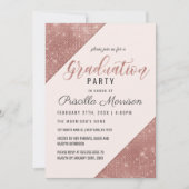 バラ金ゴールドフェイクきらめくグリッターセクイン卒業 招待状 (正面)