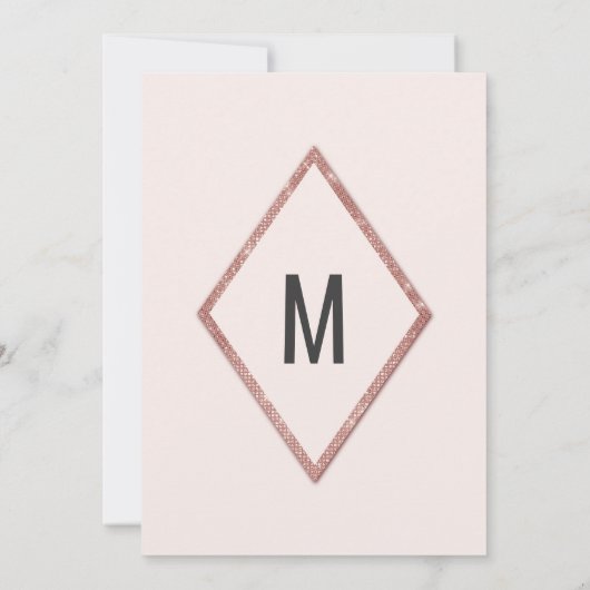 バラ金ゴールドフェイクきらめくグリッターセクイン卒業 招待状 (裏面)