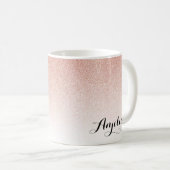 バラ金ゴールドフェイクグラデーショングリッター名ピンクコーヒーマグ コーヒーマグカップ (正面右)