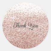バラ金ゴールドフェイクグリッターありがとうステッカー ラウンドシール (正面)