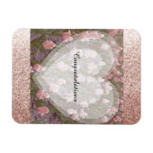 バラ金ゴールドフェイクグリッターおめでとう マグネット (横)