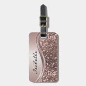 バラ金ゴールドフェイクグリッターきらきら光る金パーソナライズされた属 ラゲッジタグ (正面縦)