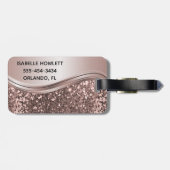 バラ金ゴールドフェイクグリッターきらきら光る金パーソナライズされた属 ラゲッジタグ (裏面横)