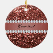 バラ金ゴールドフェイクグリッターとダイパーソナライズされたヤ セラミックオーナメント (裏面)