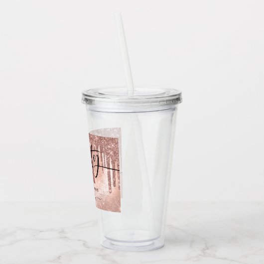 バラ金ゴールドフェイクグリッターとフォイル21歳の誕生日 アクリルタンブラー (左)