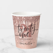 バラ金ゴールドフェイクグリッターとフォイル21歳の誕生日 紙コップ (正面)