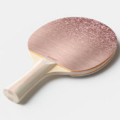 バラ金ゴールドフェイクグリッターとメタリックテクスチャ 卓球ラケット (正面アングル)