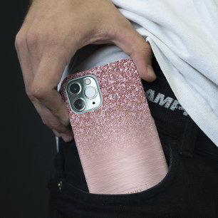 バラ金ゴールドフェイクグリッターとメタリックテクスチャ iPhone 15 PROケース