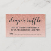 バラ金ゴールドフェイクグリッターグラデーションおむつラッフルチケット エンクロージャーカード (正面)