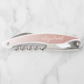 バラ金ゴールドフェイクグリッターグラデーションパーソナライズされたスクリプト ソムリエナイフ (裏面)