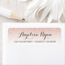 バラ金ゴールドフェイクグリッターグラデーション差出人住所ラベル