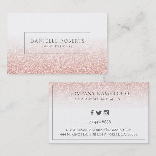 バラ金ゴールドフェイクグリッターグラデーション 名刺 (正面/裏面)