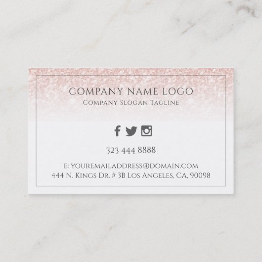 バラ金ゴールドフェイクグリッターグラデーション 名刺 (裏面)