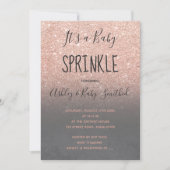バラ金ゴールドフェイクグリッターグレイグラデーションベビー散布 招待状 (正面)