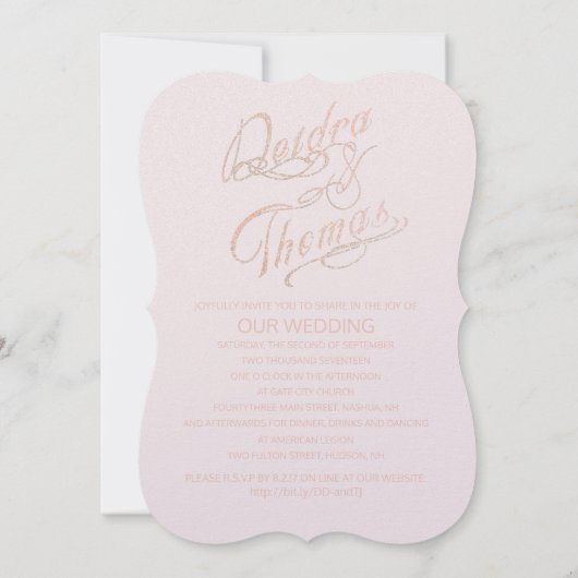 バラ金ゴールドフェイクグリッタージェム招待状 招待状 (裏面)