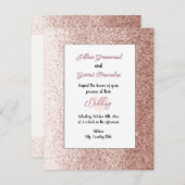 バラ金ゴールドフェイクグリッタースタイル結婚式招待状 招待状 (正面/裏面)