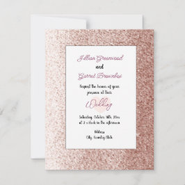 バラ金ゴールドフェイクグリッタースタイル結婚式招待状 招待状