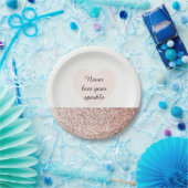 バラ金ゴールドフェイクグリッタースパークル ペーパープレート (パーティー)