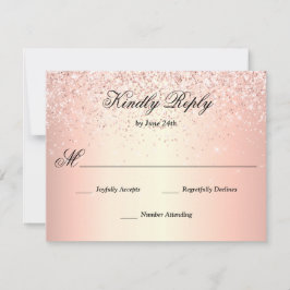 バラ金ゴールドフェイクグリッタースパークル 出欠カード