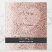 バラ金ゴールドフェイクグリッターハート ワインラベル (シングルラベル)