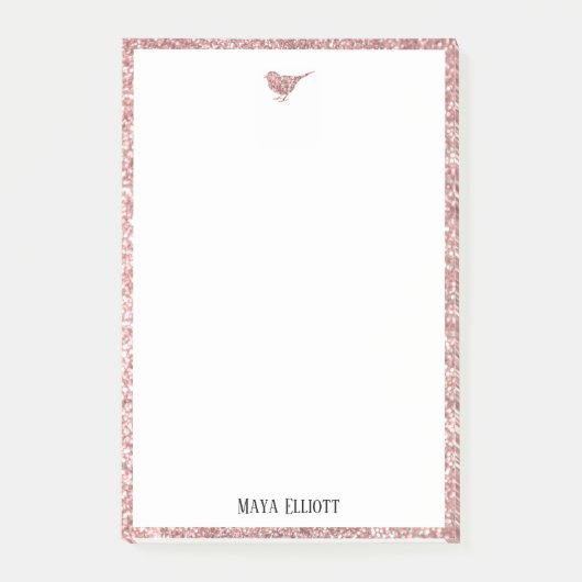 バラ金ゴールドフェイクグリッターバードオ縁どンホワイト ポストイット (正面)