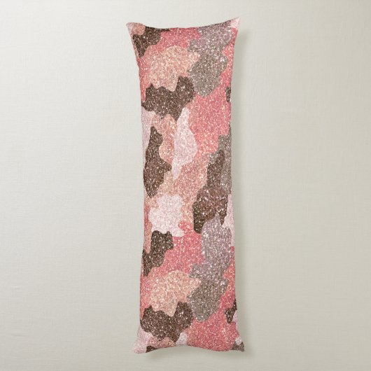 バラ金ゴールドフェイクグリッターピンクカモフラージュ ボディピロー (裏面 (縦))