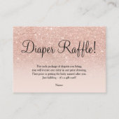 バラ金ゴールドフェイクグリッターピンクグラデーションおむつラッフル エンクロージャーカード (正面)
