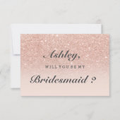 バラ金ゴールドフェイクグリッターピンクグラデーションは私の花嫁になる 招待状 (正面)