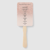 バラ金ゴールドフェイクグリッターピンクグラデーションウェディングプログラム ハンドファン (裏面)