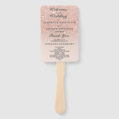 バラ金ゴールドフェイクグリッターピンクグラデーションウェディングプログラム ハンドファン (正面)