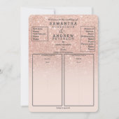 バラ金ゴールドフェイクグリッターピンクグラデーションウェディングプログラム 招待状 (正面)