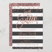 バラ金ゴールドフェイクグリッターピンクグラデーションガールスウィート16 招待状 (正面/裏面)