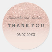 バラ金ゴールドフェイクグリッターピンクグラデーションサンキュー ラウンドシール (正面)