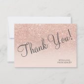 バラ金ゴールドフェイクグリッターピンクグラデーションシッ感謝していクユー サンキューカード (正面)