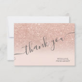 バラ金ゴールドフェイクグリッターピンクグラデーションスクリプ感謝していトユー サンキューカード (正面)