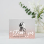 バラ金ゴールドフェイクグリッターピンク感謝していフォトユー ポストカード (スタンド正面)