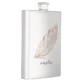 バラ金ゴールドフェイクグリッターフェザーパーソナライズされた フラスク (右)