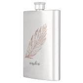 バラ金ゴールドフェイクグリッターフェザーパーソナライズされた フラスク (左)