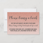 バラ金ゴールドフェイクグリッターベビーシャワー持参ブックカード 招待状 (正面)