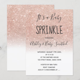 バラ金ゴールドフェイクグリッターホワイトグラデーションベビースプリンク 招待状