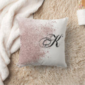 バラ金ゴールドフェイクグリッターモノグラム枕 クッション (ブランケット)